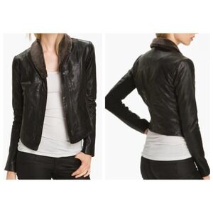 Veda Dom shearling shawl collar leather jacket (P)